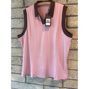 Callaway Womens Sleeveless Pink & Brown Golf Polo Shirt XXL